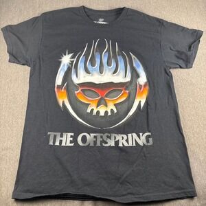 The Offspring Flaming Skull Graphic Band T-Shirt Black Mens Large 2023 Cotton